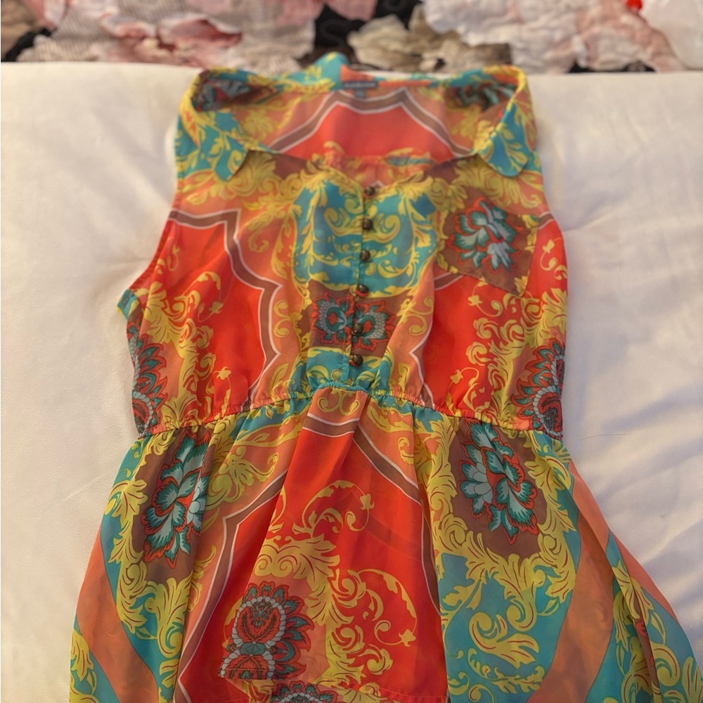 Vibrant Sleeveless Top with Bold Patterns